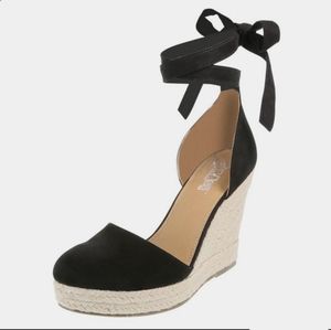 Size 9.5 wide width ankle tie espadrilles.